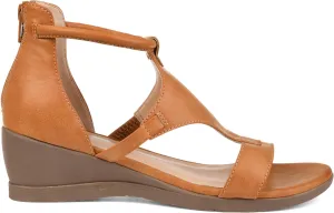 Brinley Co. Womens Caged Sandal Wedge Tan, 6 Regular US