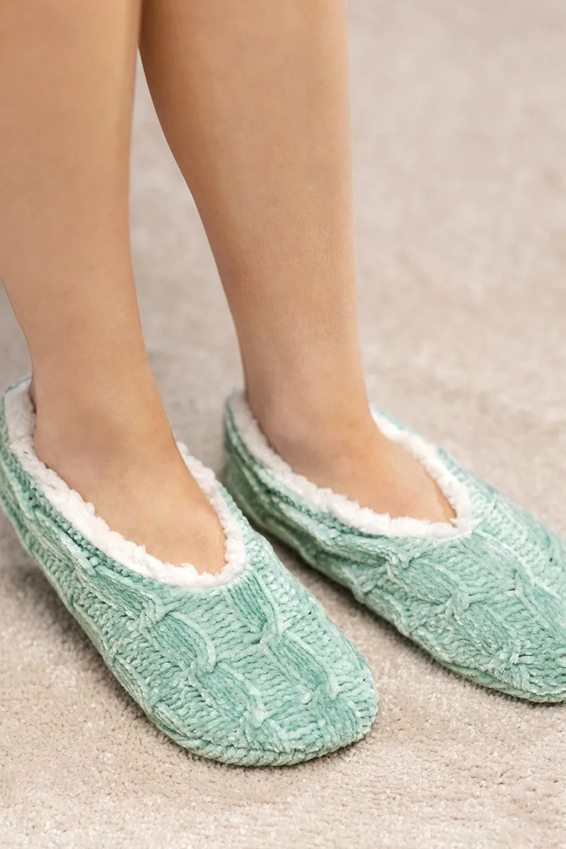 Cable Knit Chenille Slipper Socks