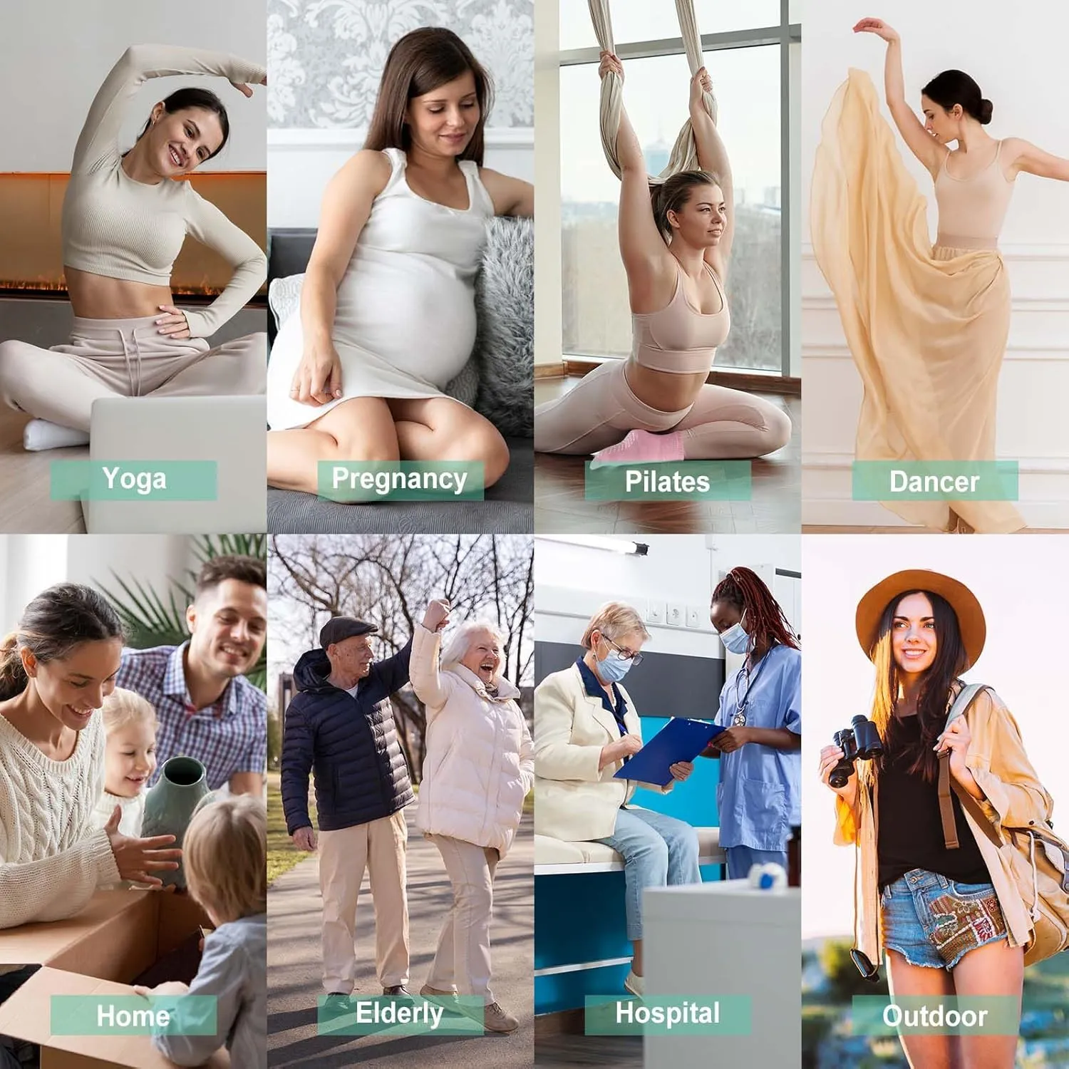 CaiDieNu Non Slip Socks for Women: Non Skid Crew Grip Socks with Grippers for Elderly Hospital Pilates Yoga Grippy 5 Pairs