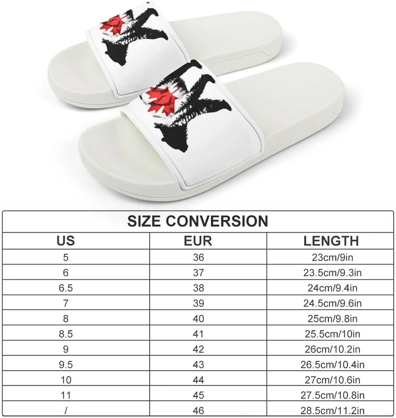 Canadian Bear & Maple Leaf Canada Flag Open Toe Slippers for Women And Men Non Slip Shower Slippers Home Slippers