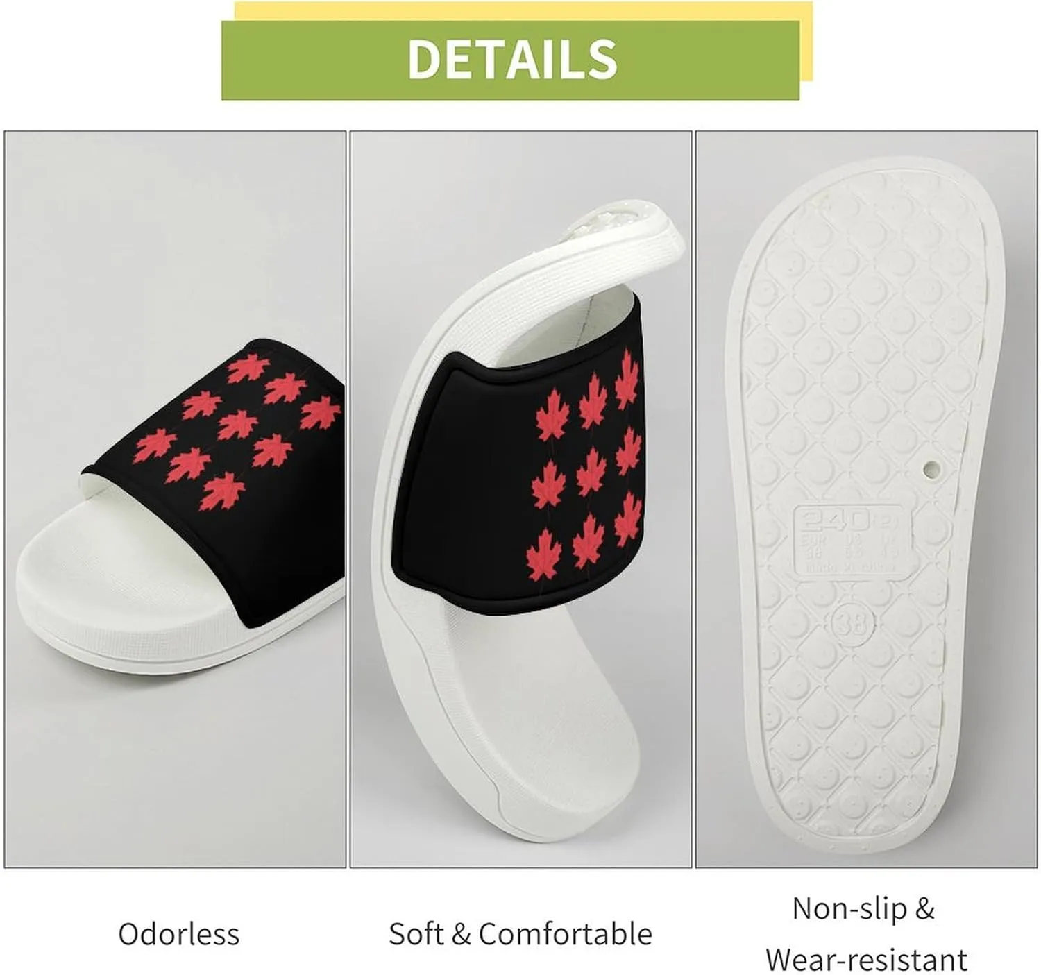 Canadian Maple Leaf Open Toe Slippers for Women And Men Non Slip Shower Slippers Home Slippers