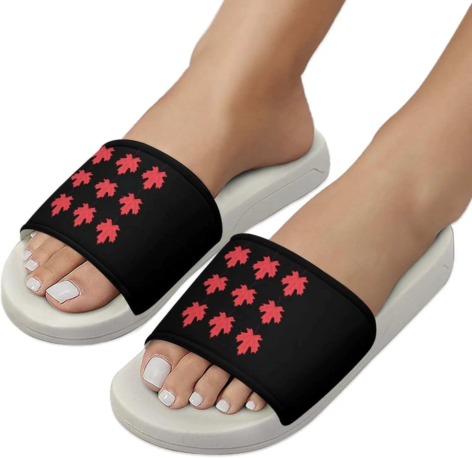 Canadian Maple Leaf Open Toe Slippers for Women And Men Non Slip Shower Slippers Home Slippers