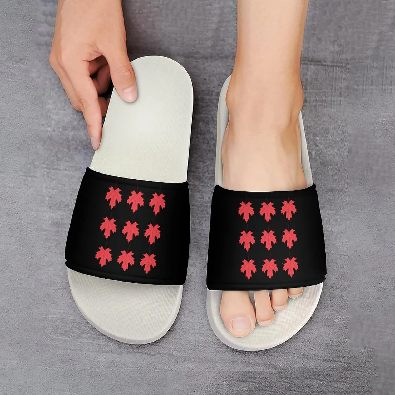 Canadian Maple Leaf Open Toe Slippers for Women And Men Non Slip Shower Slippers Home Slippers