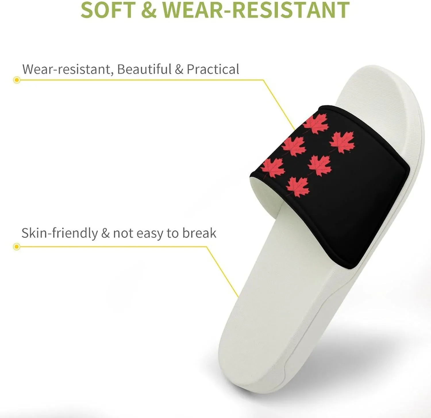 Canadian Maple Leaf Open Toe Slippers for Women And Men Non Slip Shower Slippers Home Slippers