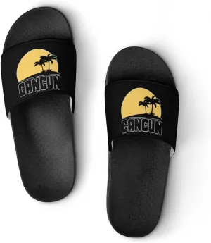 Cancun Mexico Sunset Palm Trees Funny Slide Sandals Non-Slip PVC Shower Slipper House Shoes Open Toe Slippers for Adult