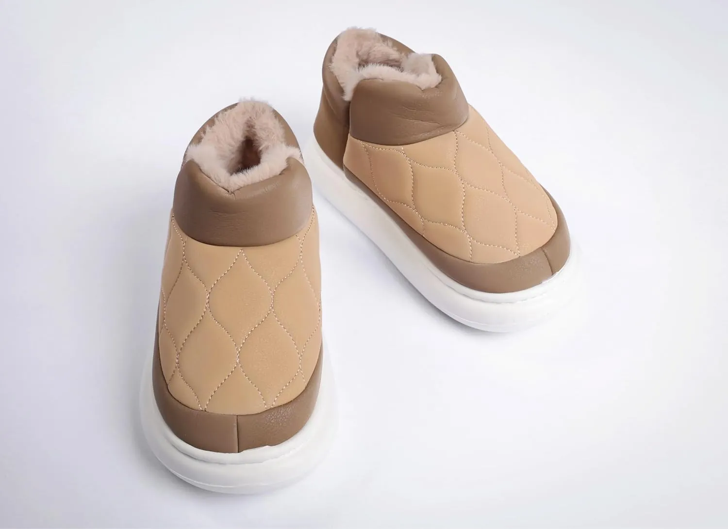 Cappuccino Honeycomb Girls’ Kids Slippers Winter Non-Slip Footwear