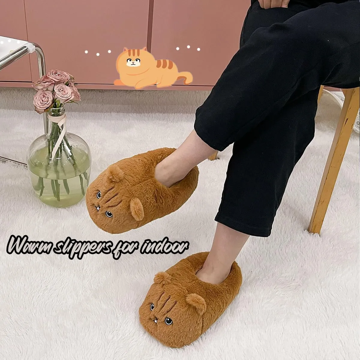 Caramella Bubble Cute Bunny Animal Slipper for women Adult Fuzzy Warm House Slippers Novelty Fluffy Home Shoes Ladies Winter Slippers Indoor Outdoor