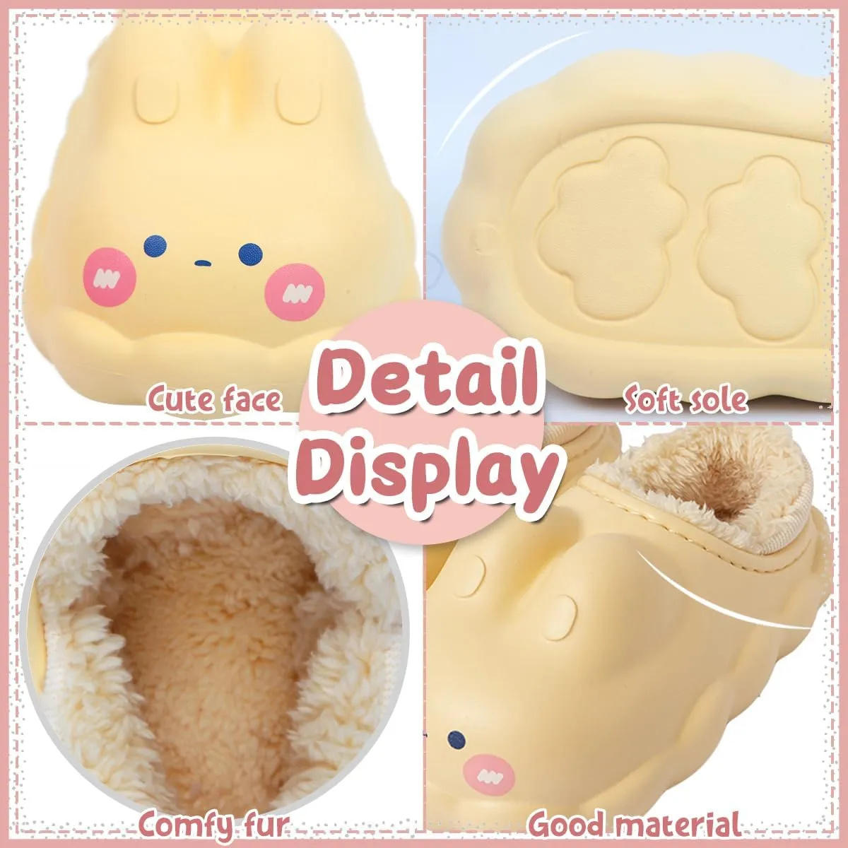 Caramella Bubble Women Cute Bunny Animal Slippers Memory Foam Cotton Rabbit House Shoes for Adults Indoor Outdoor