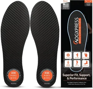 Carbon Fiber Insole (1 Pair) (7) Carbon Fiber Shoe Insert- Rigid Support Turf Toe, Shoe Insert for Sports, Hiking, Trekking, Basketball, Running - Alternative to Post Op Shoe