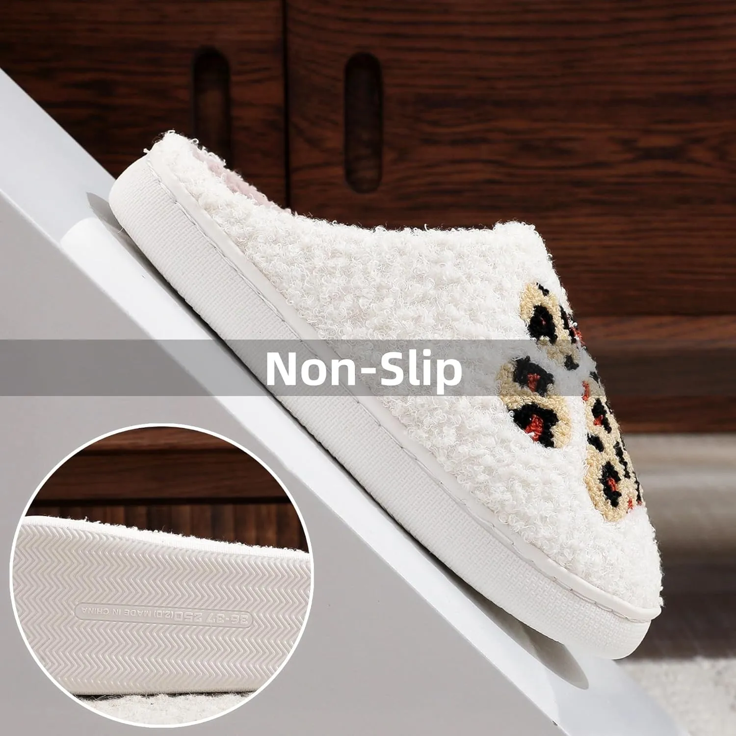 Cat Claw Slippers Cartoon Leopard Pattern Fuzzy Slippers for Womens Men Winter Warm House Couple Slippers Shoes Cozy Indoor Home Slippers Bedroom Fluffy Slippers