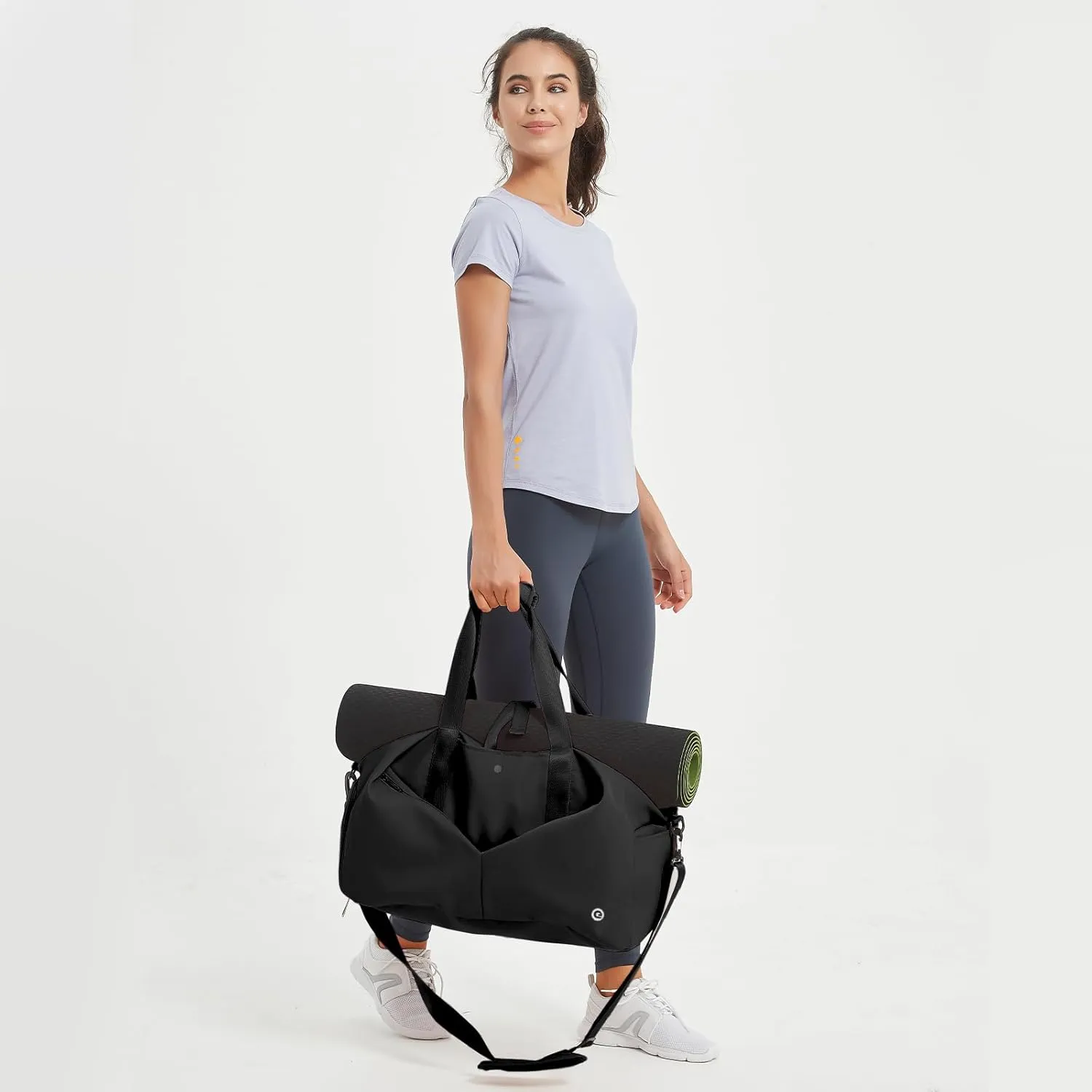 Ceneda 20" Gym Duffel Bag with Wet Pocket Shoes Compartment Portable Overnight Weekender Bag Travel bag Yoga Bag for Women (Black)
