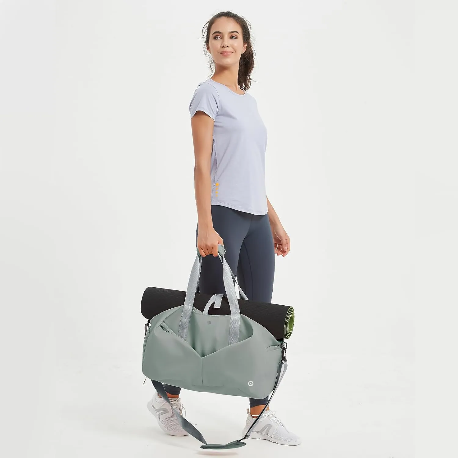 Ceneda 20" Gym Duffel Bag with Wet Pocket Shoes Compartment Portable Overnight Weekender Bag Travel bag Yoga Bag for Women (Celadon)