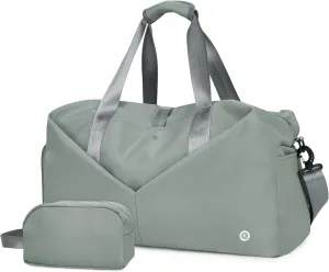 Ceneda 20" Gym Duffel Bag with Wet Pocket Shoes Compartment Portable Overnight Weekender Bag Travel bag Yoga Bag for Women (Celadon)