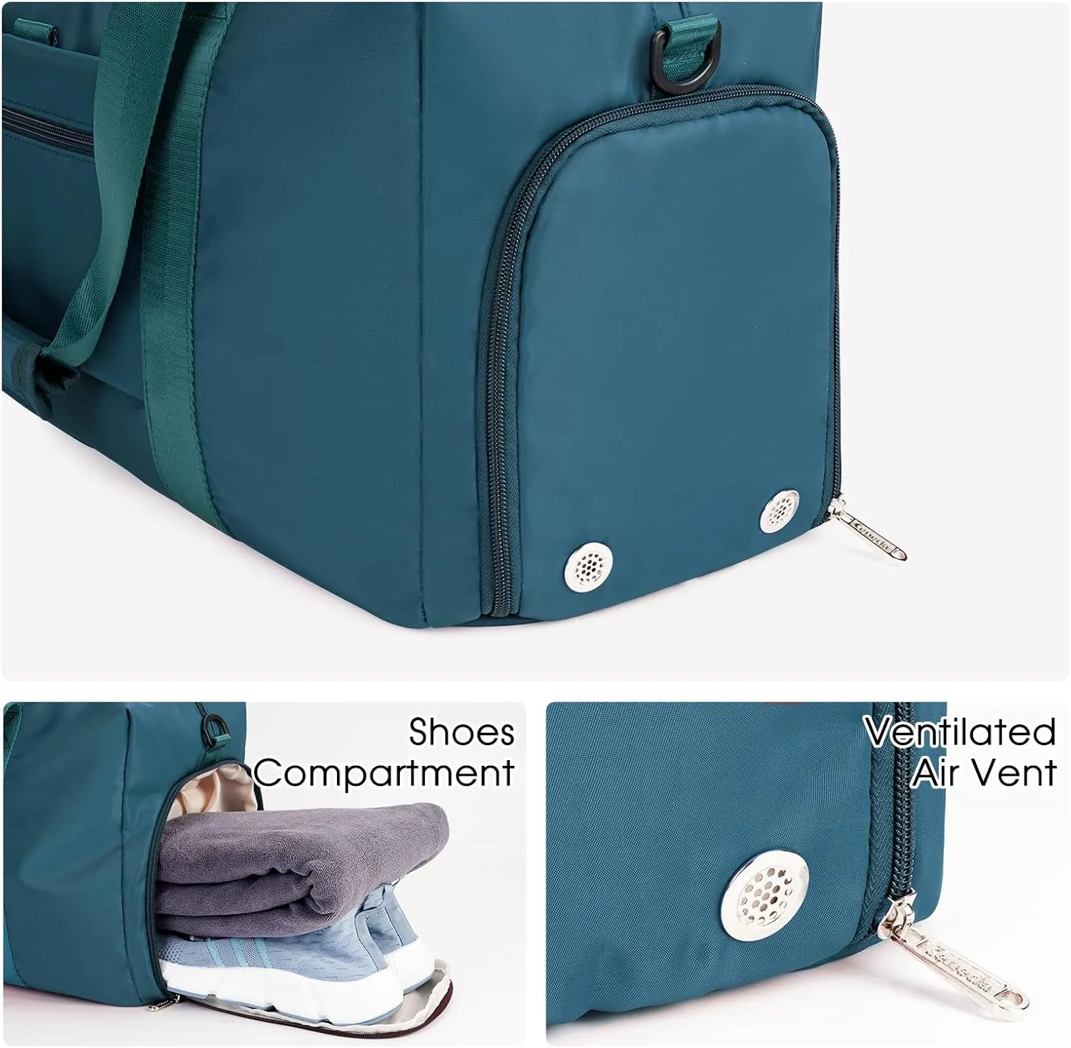Ceneda 20" Gym Duffel Bag with Wet Pocket Shoes Compartment Portable Overnight Weekender Bag Travel bag Yoga Bag for Women (Teal)