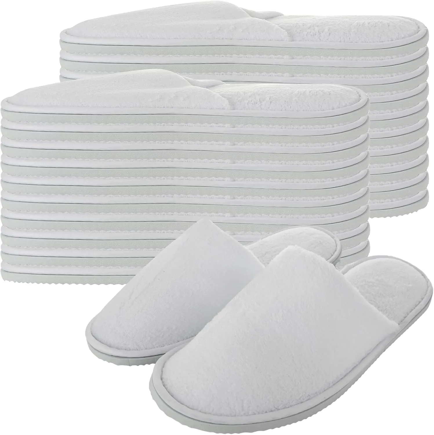 CertBuy 10 Pairs Disposable Spa Slippers House Slipper For Premium White Spa Slippers Closed Toe Indoor Slipper Coral Fleece Hotel Slippers For Men Women Home Hotel Wedding Supplies