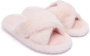Chantomoo Women's Fuzzy Slippers - Memory Foam, Plush Comfy Bedroom Slides with Anti-Skid Sole