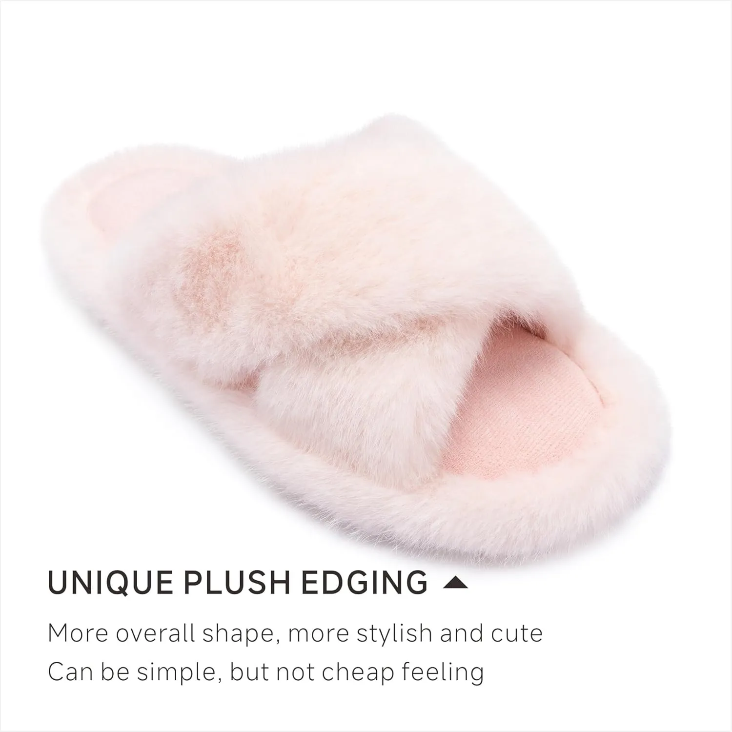 Chantomoo Women's Fuzzy Slippers - Memory Foam, Plush Comfy Bedroom Slides with Anti-Skid Sole