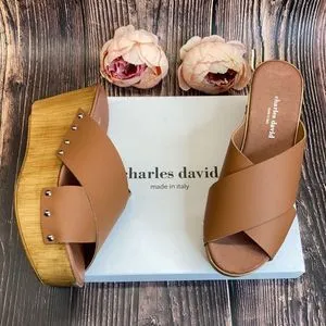 Charles David Brown Leather Sandals 39M