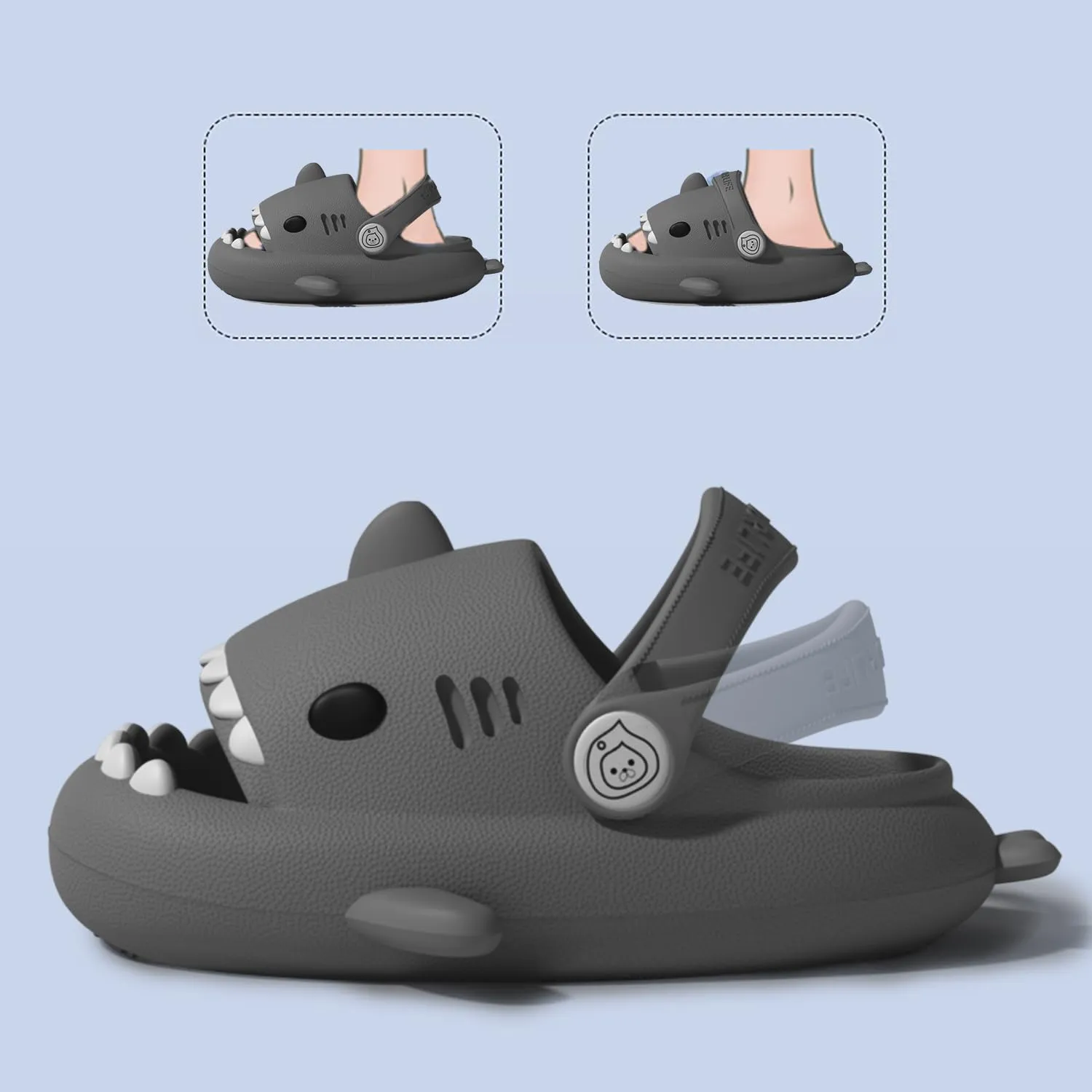 ChayChax Boys Girl Cloud Shark Slides Non-Slip Novelty Open Toe Sandals Extremely Comfy Cushioned Thick Sole Cute Cartoon Shower Slippers Indoor & Outdoor