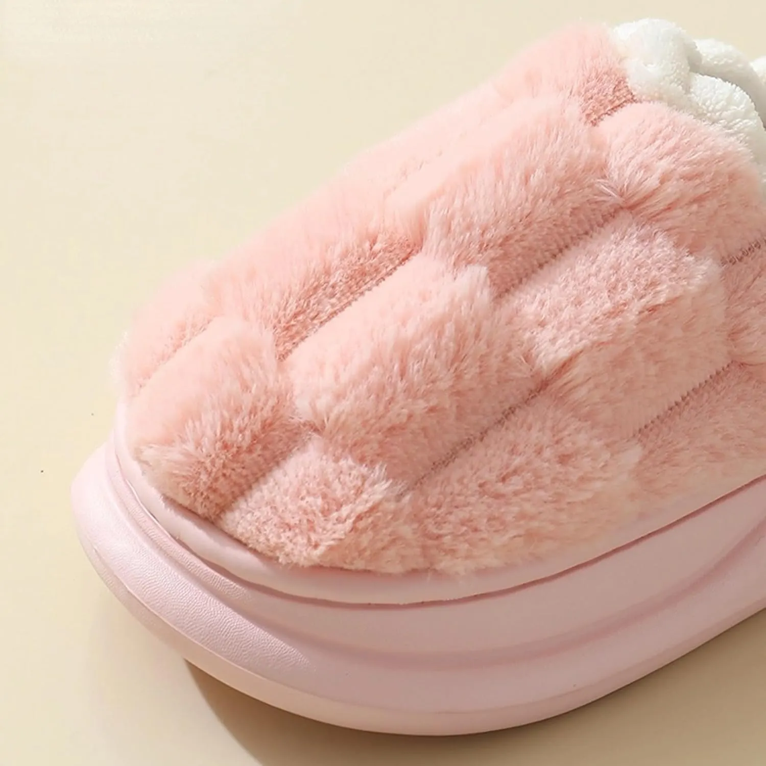 Checkered Slippers for Women Men Soft Fleece House Home Slipper Winter Warm Plush Bedroom Shoes Non-Slip Thickened Sole