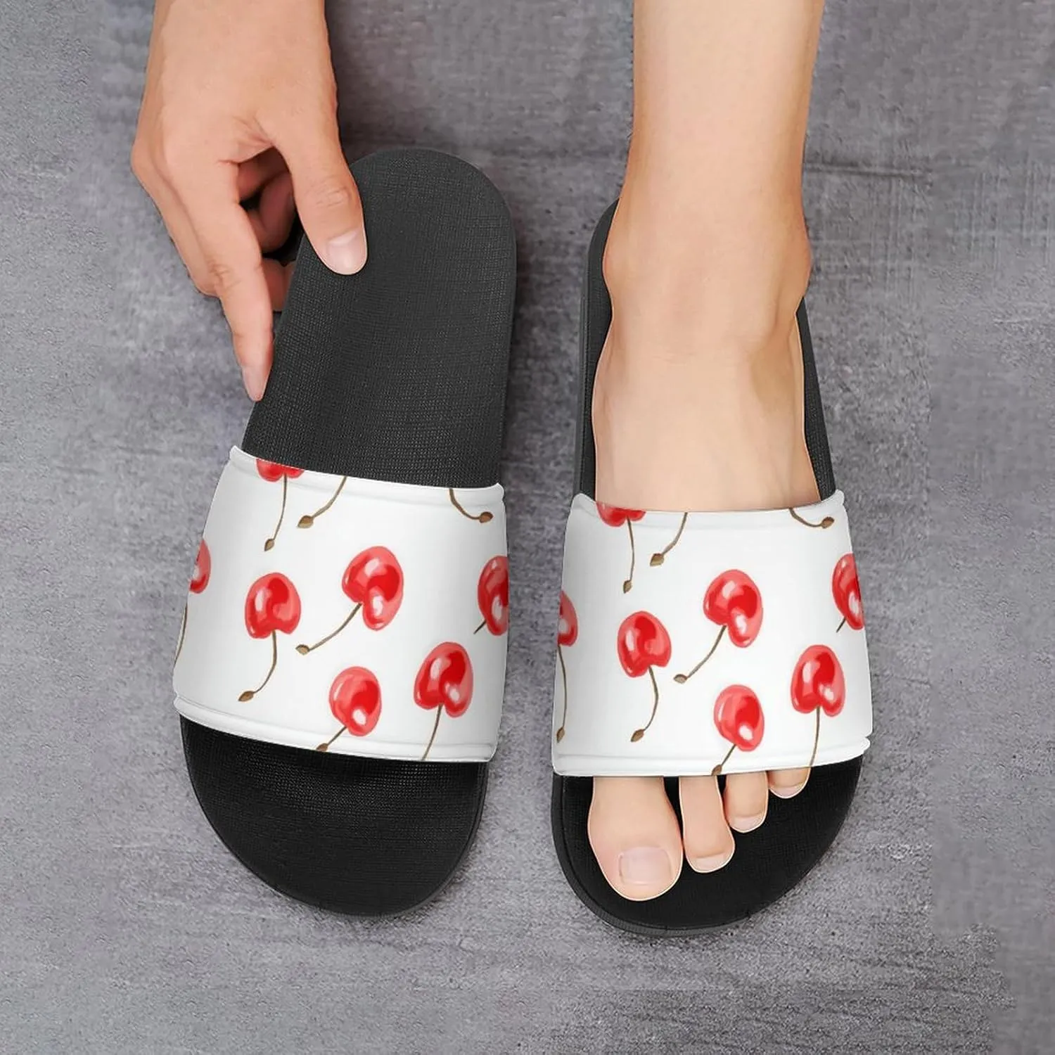 Cherries Slippers Indoor Outdoor Unisex House Slipper Shower Slippers Non-Slip Open Toe Shoes