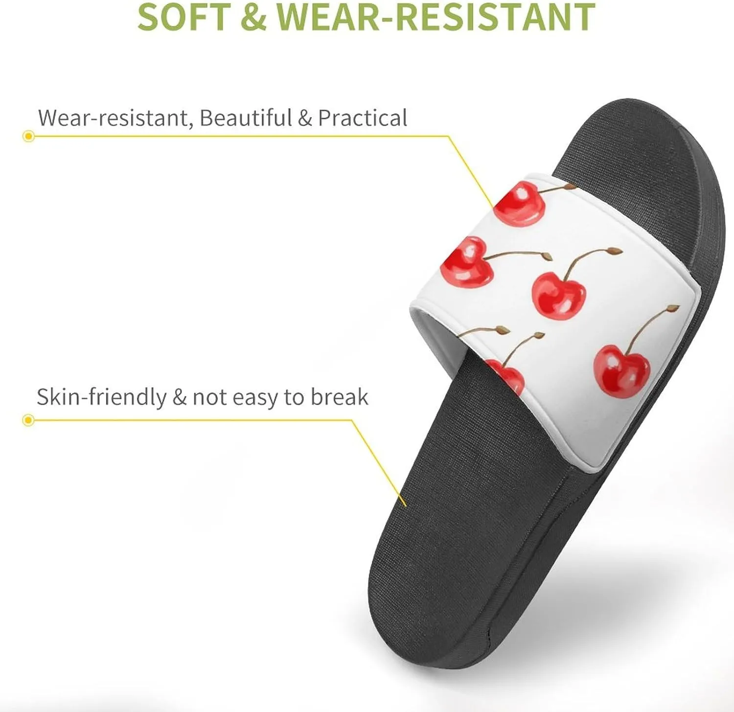 Cherries Slippers Indoor Outdoor Unisex House Slipper Shower Slippers Non-Slip Open Toe Shoes