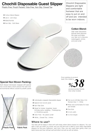 CHOCHILI 150 Pairs Fabric Packed Disposable Hotel Slippers for Airbnb Spa Salon Party Wedding Guests - Fits up to Adult US Men 10 Size & Women 11