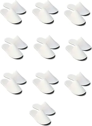 CHOCHILI 24 Pairs Fabric Packed Terry Cotton Disposable Slippers for Airbnb Spa Wedding Guests Adult Men Women Size 10-11, White
