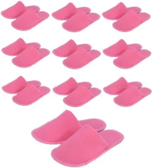 CHOCHILI Pink 10 Pairs Fabric Packed Disposable Color Hotel Slippers for Airbnb Spa Salon Party Wedding Guests - US Men Women Size 8-10…