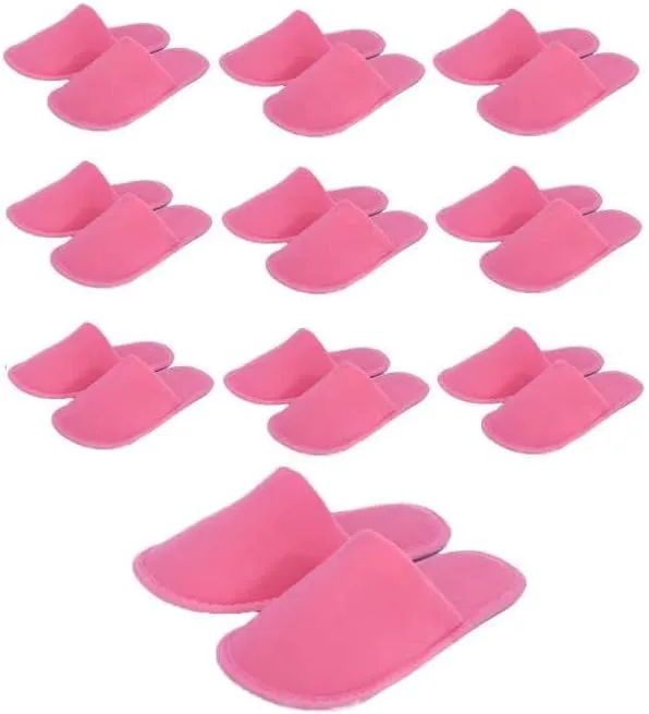 CHOCHILI Pink 10 Pairs Fabric Packed Disposable Color Hotel Slippers for Airbnb Spa Salon Party Wedding Guests - US Men Women Size 8-10…