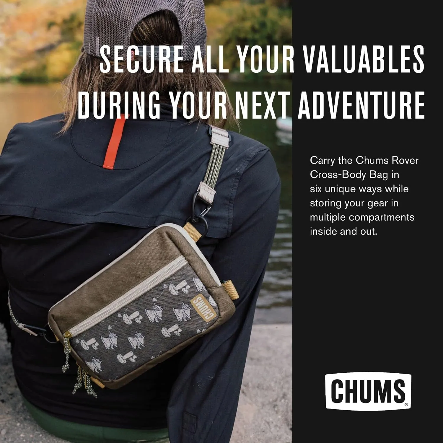 Chums Rover Crossbody Sling Bag for Women & Men – Convertible, Multi-Pocket Day Pack for Travel