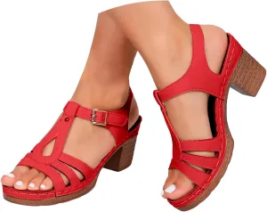 Chunky Heel Sandals for Women Platform Wedges Open Toe Wedges Heels Dressy Summer Comfortable Platform Sandals Ankle Strap High Heels Casual Wedding Party Sandal