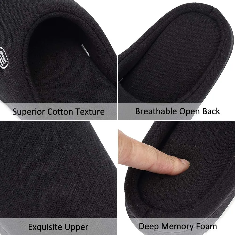 CIOR Unisex Men's and Women's Memory Foam Slippers Comfort Knitted Cotton-Blend Closed Toe Non-Slip House Shoes Removable & Double-sided Insoles Upgraded Version -U120WMT004-1205