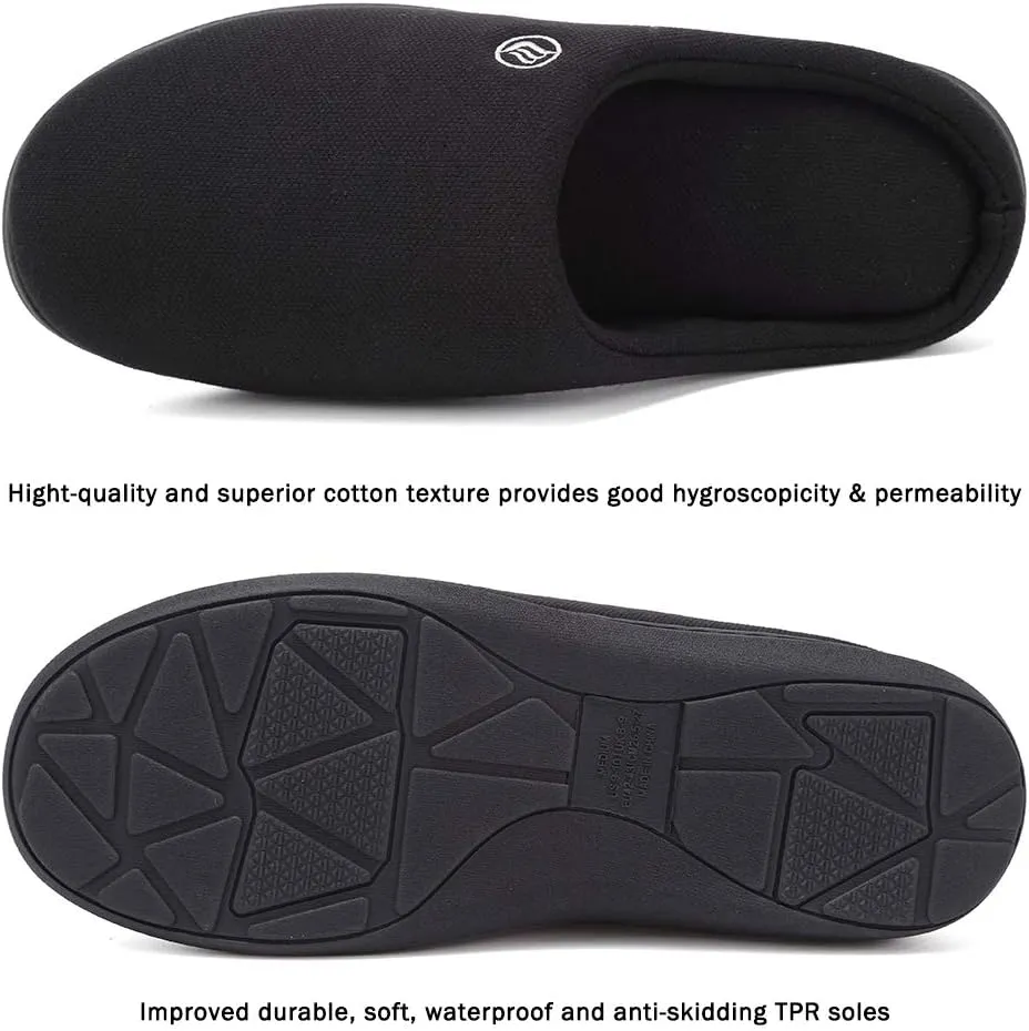 CIOR Unisex Men's and Women's Memory Foam Slippers Comfort Knitted Cotton-Blend Closed Toe Non-Slip House Shoes Removable & Double-sided Insoles Upgraded Version -U120WMT004-1205