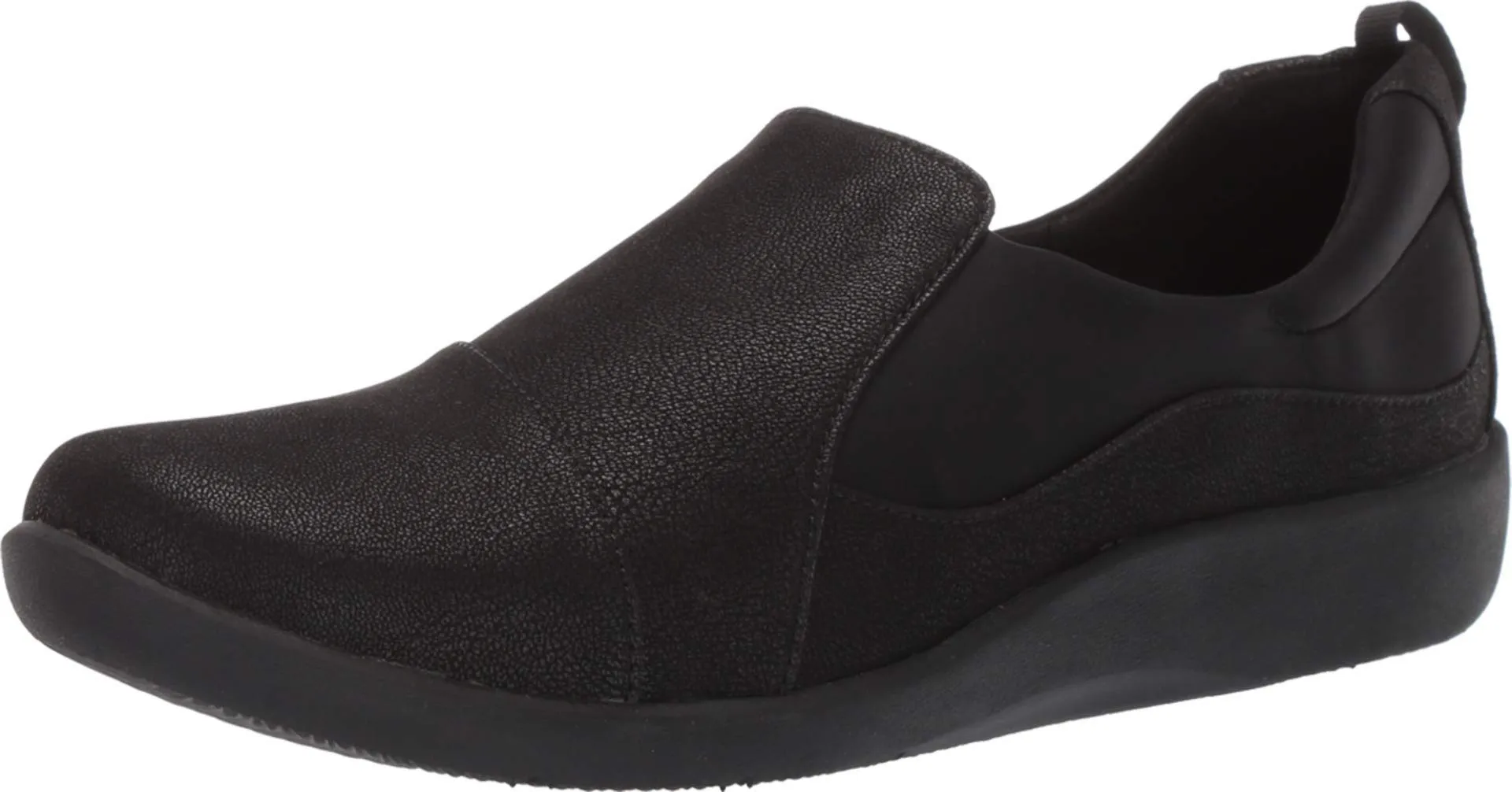 Clarks Women's CloudSteppers Sillian Paz Slip-On Loafer, Black Synthetic Nubuck, 10 M US