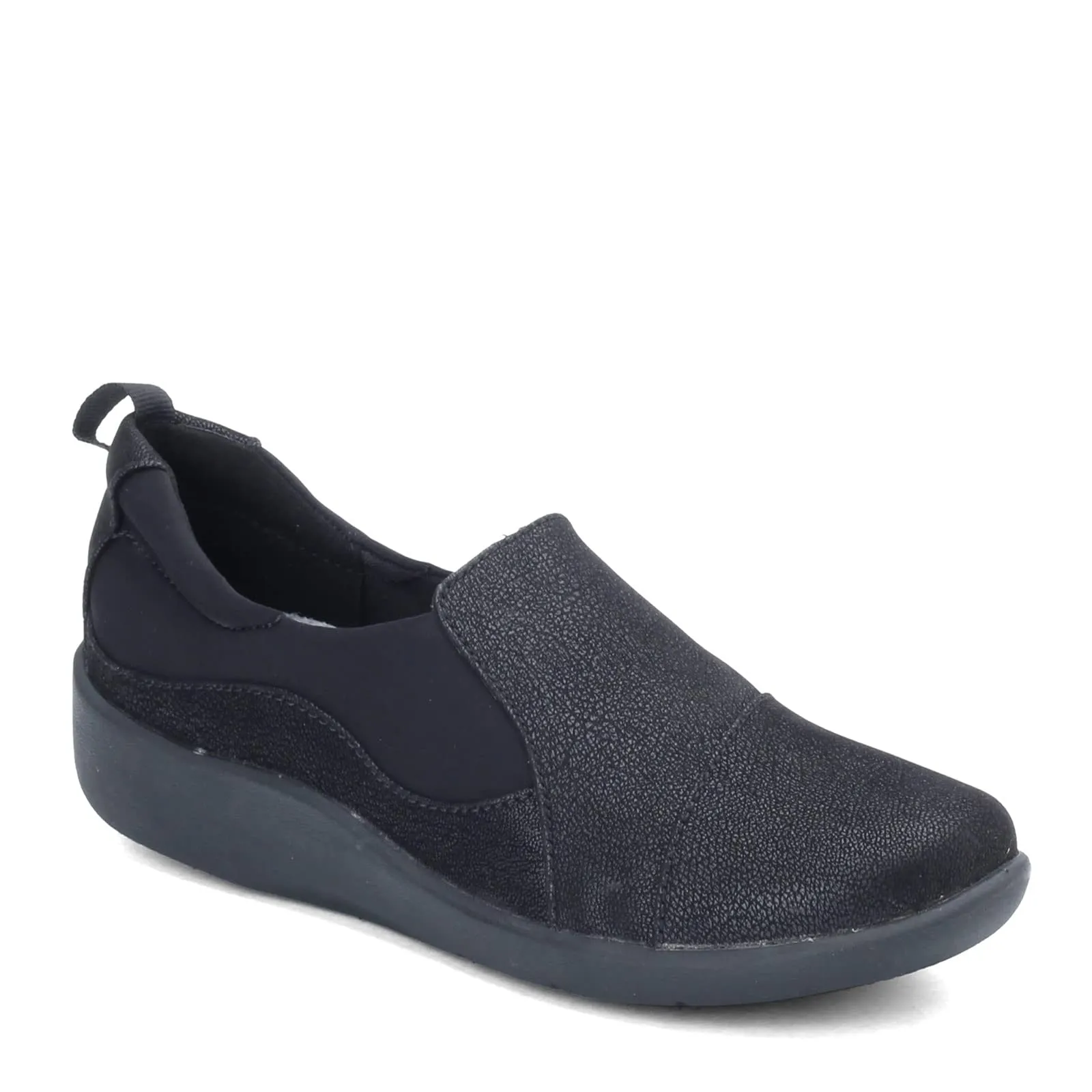 Clarks Women's CloudSteppers Sillian Paz Slip-On Loafer, Black Synthetic Nubuck, 10 M US