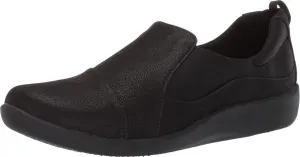 Clarks Women's CloudSteppers Sillian Paz Slip-On Loafer, Black Synthetic Nubuck, 9 W US