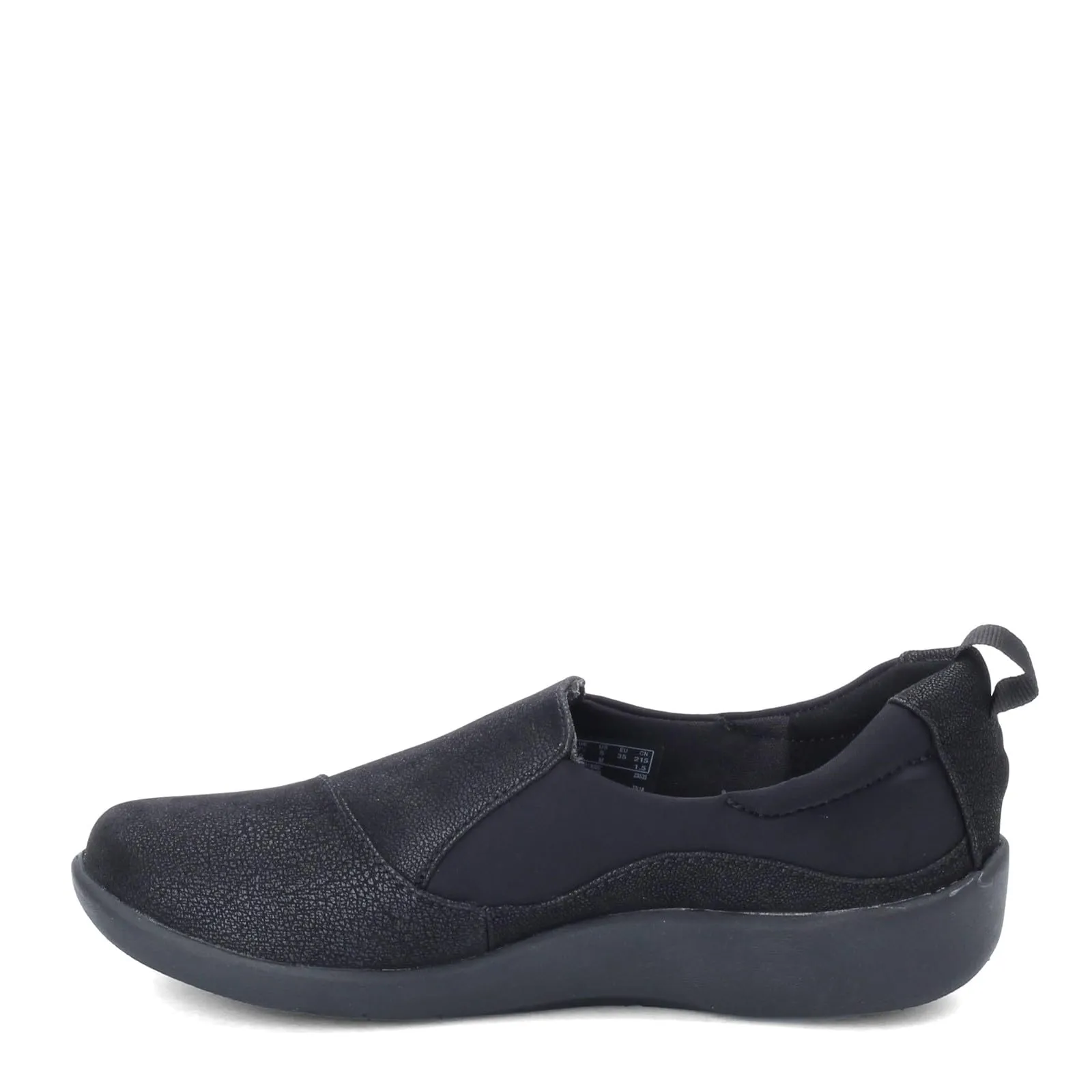 Clarks Women's CloudSteppers Sillian Paz Slip-On Loafer, Black Synthetic Nubuck, 9 W US
