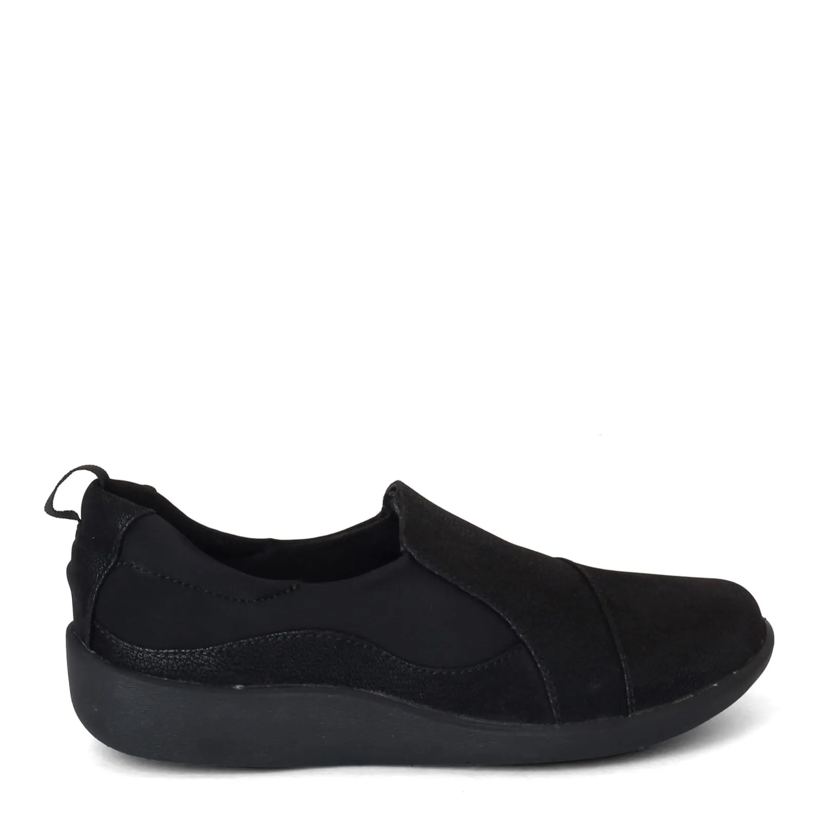 Clarks Women's CloudSteppers Sillian Paz Slip-On Loafer, Black Synthetic Nubuck, 9 W US