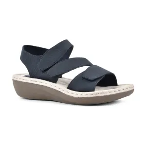 CLIFFS BY WHITE MOUNTAIN Calibre Women's Low Wedge Sandal, Navy/Nubuck, 8 M