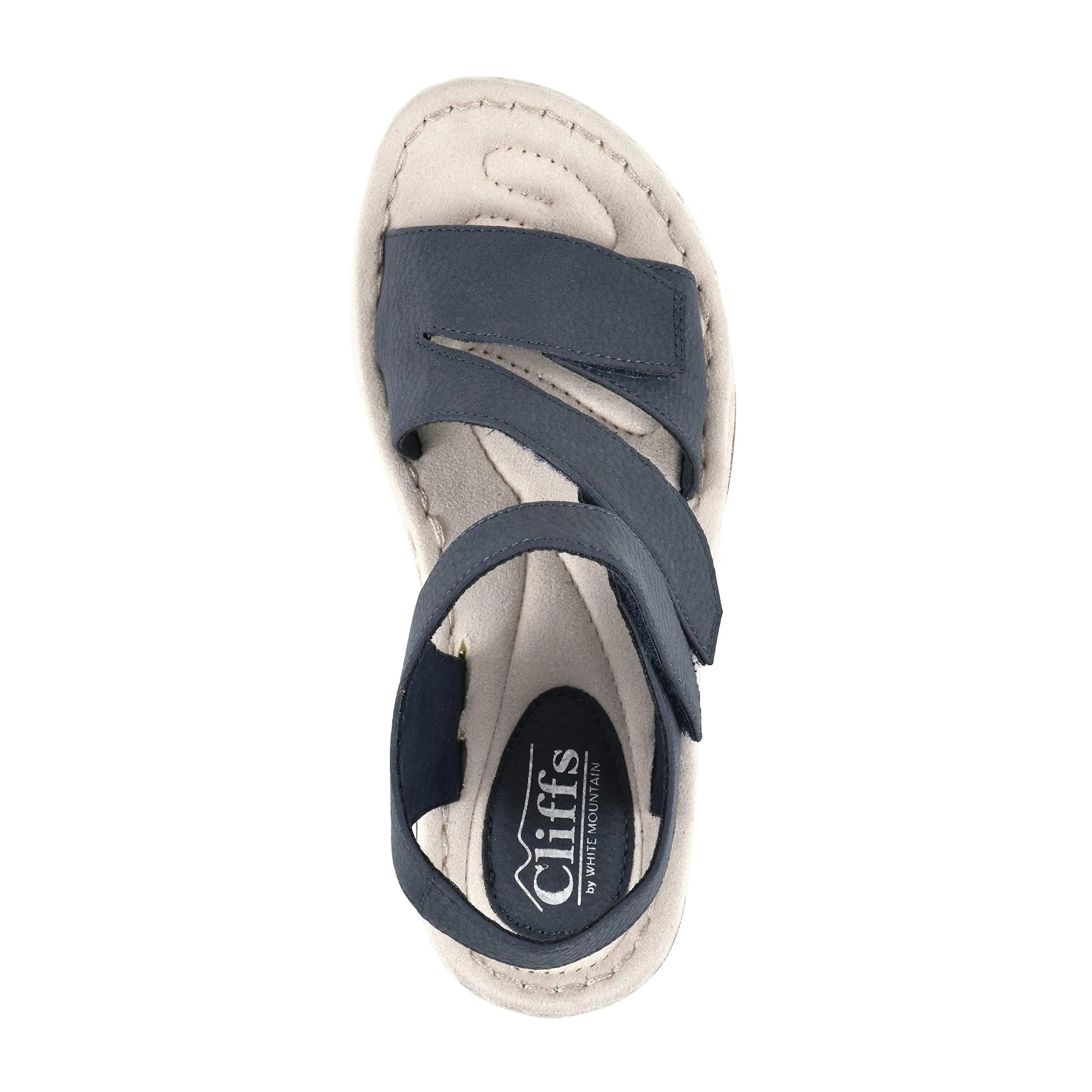 CLIFFS BY WHITE MOUNTAIN Calibre Women's Low Wedge Sandal, Navy/Nubuck, 8 M