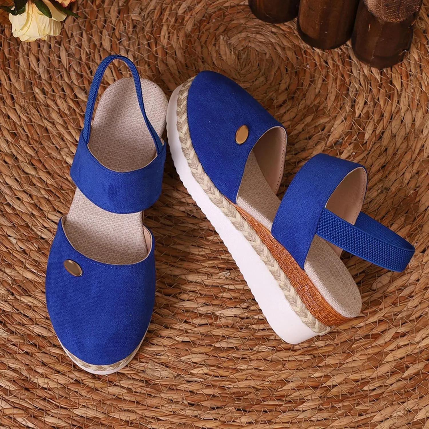 Closed Toe Platform Wedge Sandals for Women 2025 Summer Vacation Dressy Comfortable Anti Slip Beach Shoes with Adjustable Buckle Ankle Strap