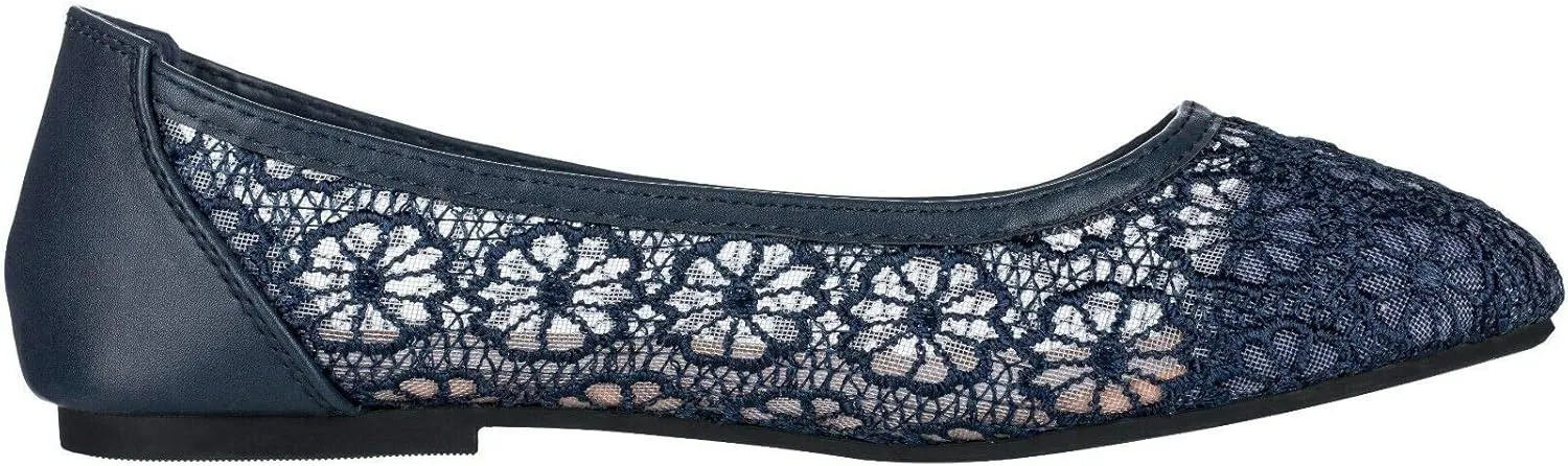 CLOVERLAY Women's Ballet Shoe Floral Breathable Crochet Lace Ballet Flats