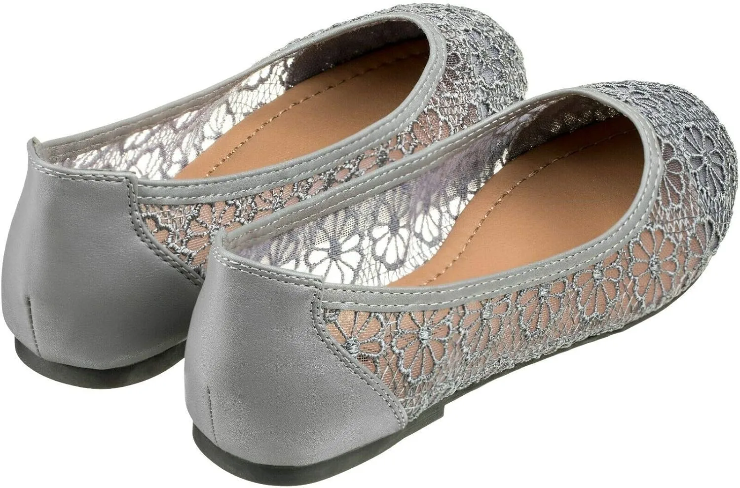 CLOVERLAY Women's Ballet Shoe Floral Breathable Crochet Lace Ballet Flats