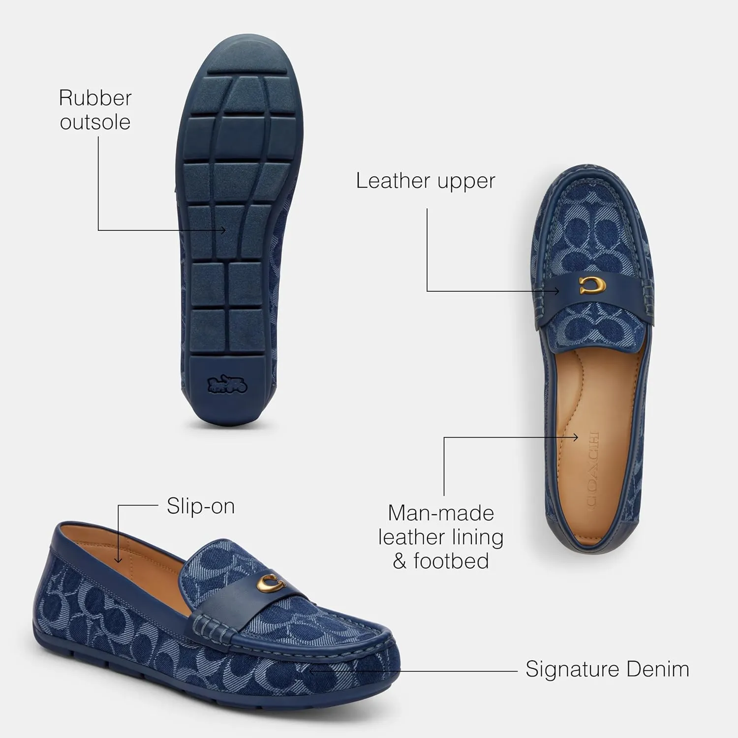 Coach womens Sculpted C Driver in Signature Denim
