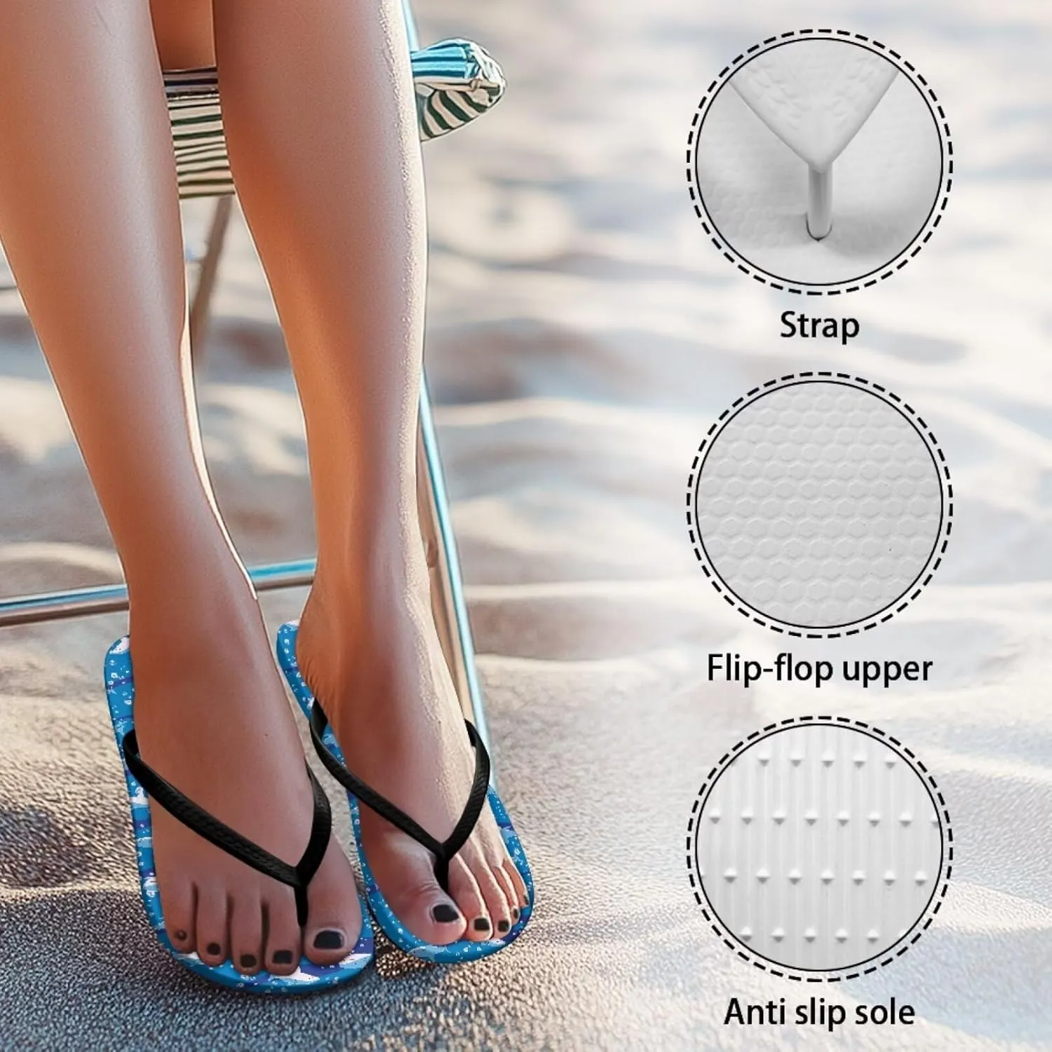 Coloranimal Womens Flip Flops Summer Beach Sandals Non Slip Flip Flops Thong Sandals for Women Lightweight Ladies Slip On Summer Slippers