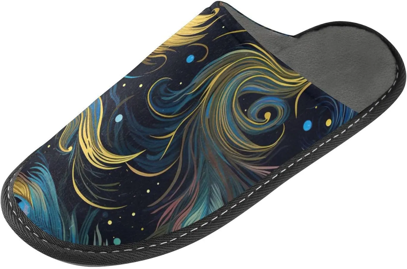 Colorful Romantic Peacock Feathers House Slippers for Indoor Hotel Non-Slip Bridesmaid Slipper