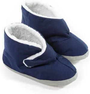 Comfort Finds Mens Edema Boots – Extra Wide & Roomy Swollen Foot Shoes – Soft Adjustable Slippers for Sensitive Skin & Diabetic Feet Relief (Large 11-12, Navy)