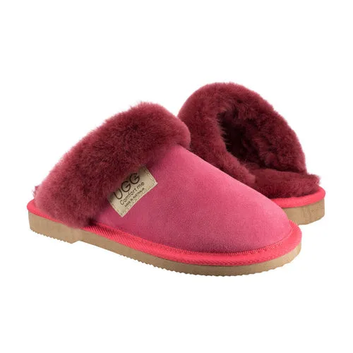 Comfort Me Women's/Unisex Fur Trim UGG Scuffs (Wombat)