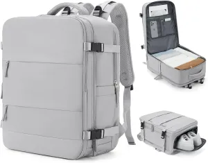 coowoz Large Travel Backpack Carry On for Women Man Gym Backpack with Laptop Compartment Mochila de Viaje Teacher Personal Item Backpack Rucksack Airplane Accessories Must Haves Grey